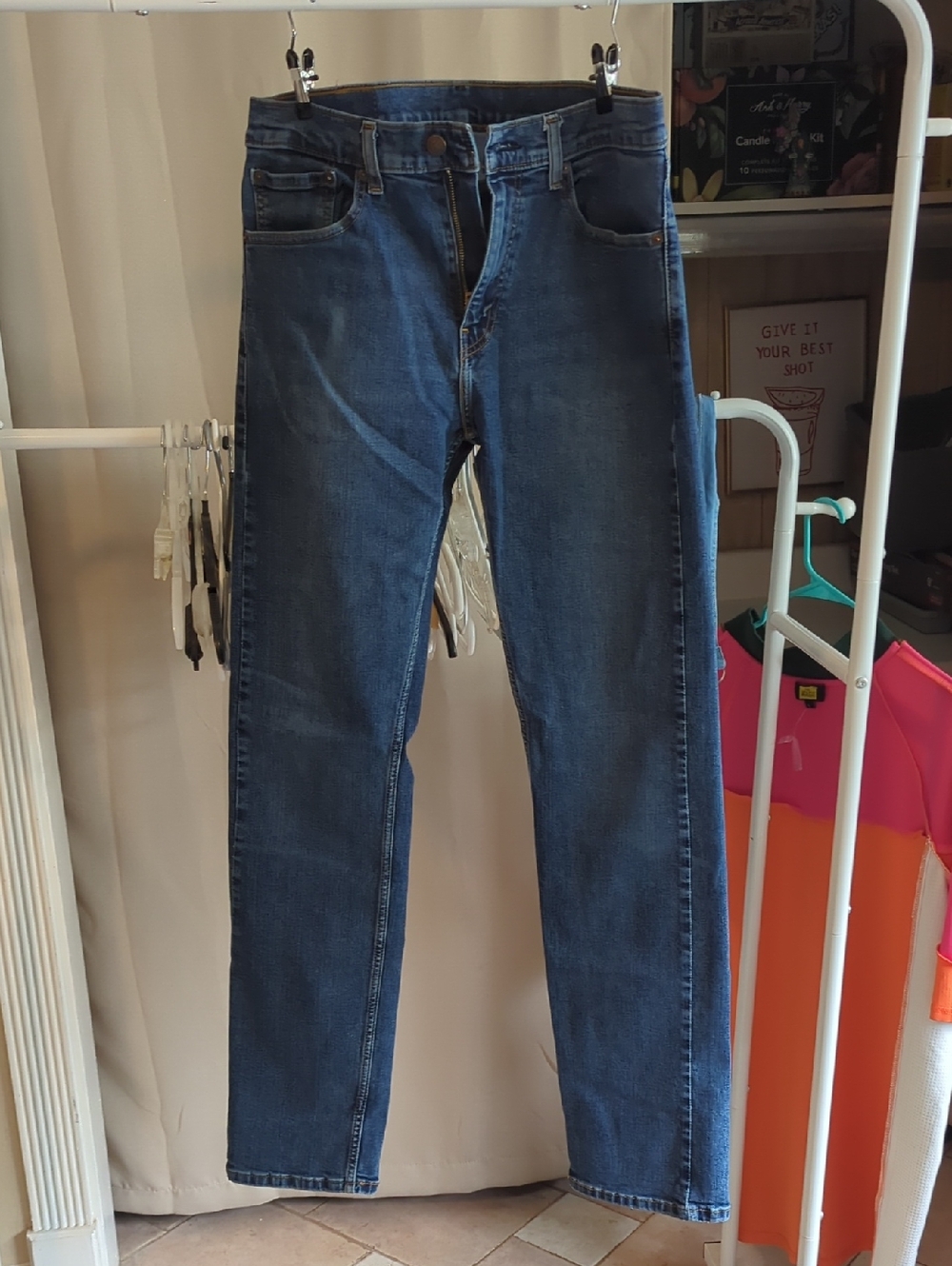 Men's Straight Jeans in Medium Blue Denim